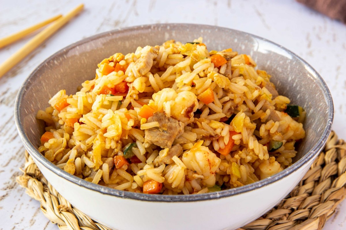 Arroz frito con verduras